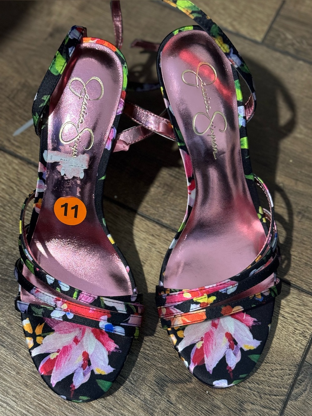 Jessica Simpson Womens Floral Strappy Rose Gold Insole Stiletto Heels Size11